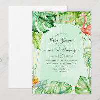 Exotic Tropical Flamingo Geometric Baby Shower
