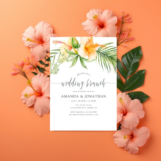 Exotic Tropical Floral Beach Wedding Brunch Invitation (Creator Uploaded)