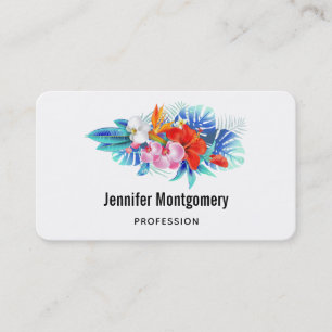 Exotic Tropical Flowers in Pink and Turquoise Business Card