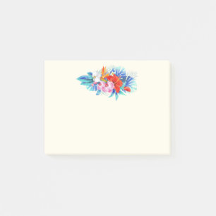 Exotic Tropical Flowers in Pink and Turquoise Post-it Notes