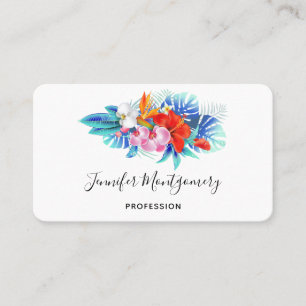 Exotic Tropical Flowers - Pink & Aqua Business Card