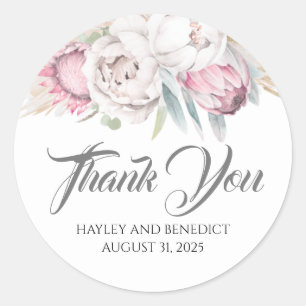 Exotic Tropical Flowers Pink Wedding Classic Round Sticker