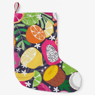 Exotic Tropical Fruits Dark Background Small Christmas Stocking