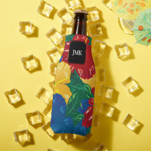 Exotic Tropical Hibiscus - Monogram   Bottle Cooler