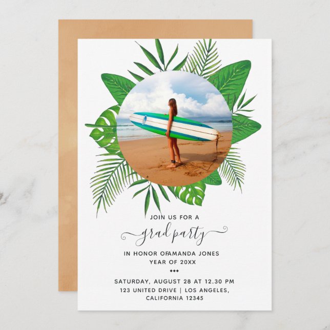 Exotic Tropical Island Graduation Party Invitation (Front/Back)