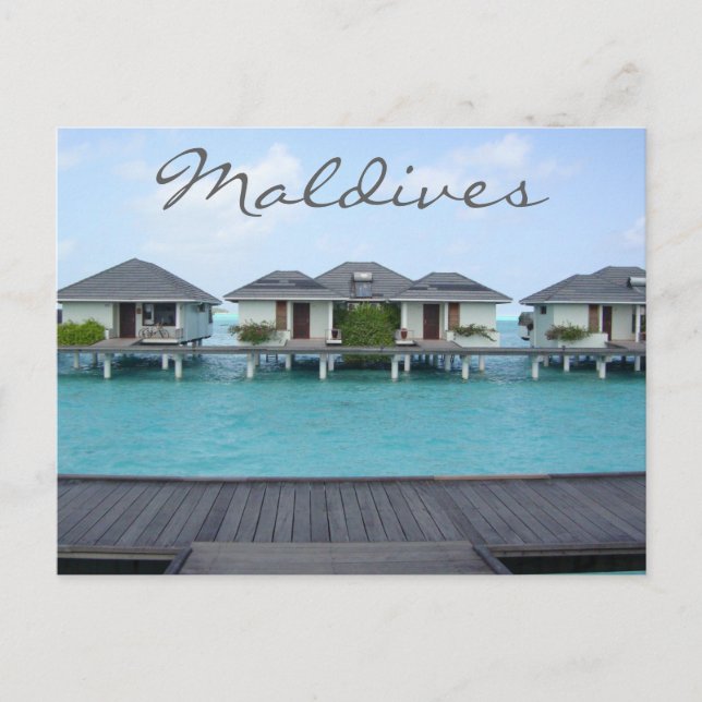 Exotic Tropical Island Maldives Beach Bungalow Postcard (Front)