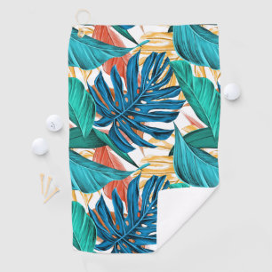 Exotic Tropical Leaves Print Golf Towel