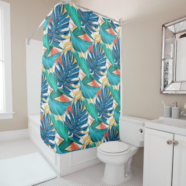 Exotic Tropical Leaves - Shower Curtain (In Situ)