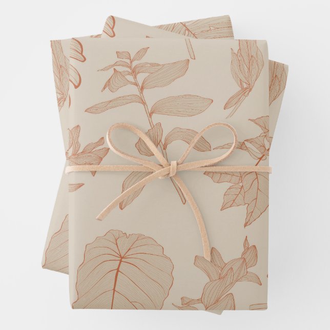 Exotic tropical line illustration. wrapping paper sheet (In situ)
