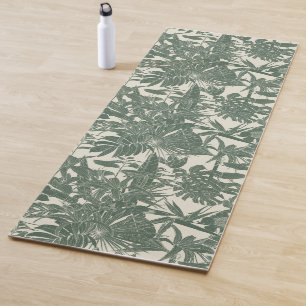 Exotic tropical line illustration. yoga mat