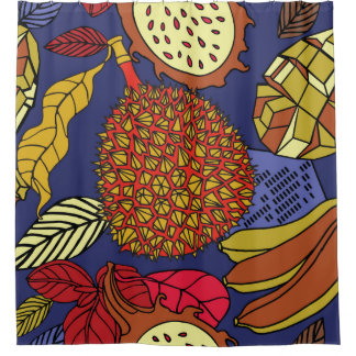 Exotic tropical mix of fruits. Bright floral natur Shower Curtain