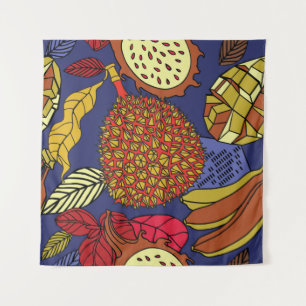 Exotic tropical mix of fruits. Bright floral natur Tapestry