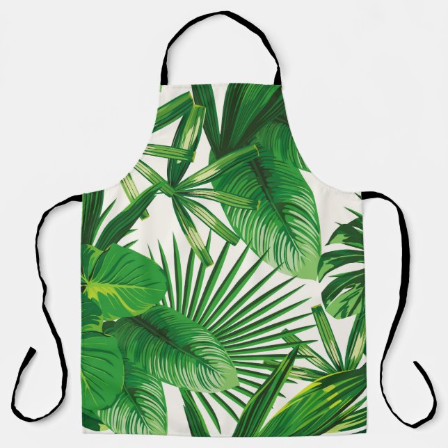 Exotic tropical natural green leaves composition o apron (Front)