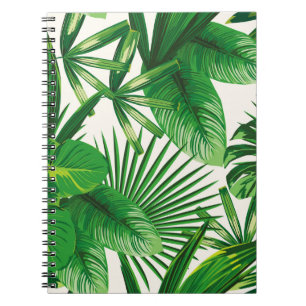 Exotic tropical natural green leaves composition o notebook