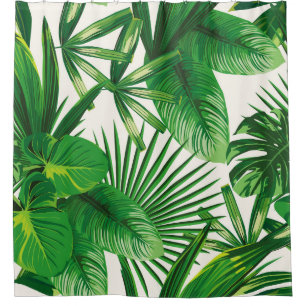 Exotic tropical natural green leaves composition o shower curtain