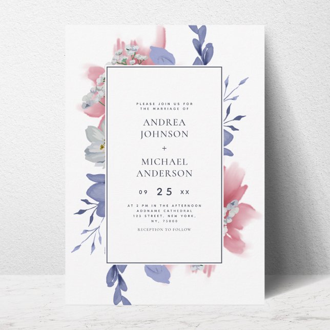 Exotic Tropical Painted Flowers Watercolor Wedding Invitation (Creator Uploaded)