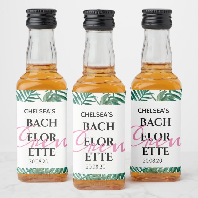 Exotic Tropical Palm Bachelorette Crew Party   Liquor Bottle Label (Bottles)