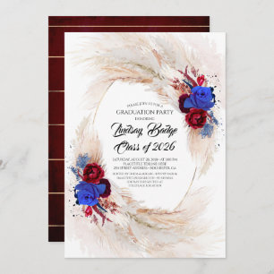 Exotic Tropical Pampas Grass Graduation Party Invitation