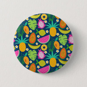 Exotic Tropical Pineapple Banana Dragon fruit 6 Cm Round Badge