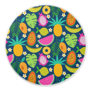 Exotic Tropical Pineapple Banana Dragon fruit Ceramic Knob