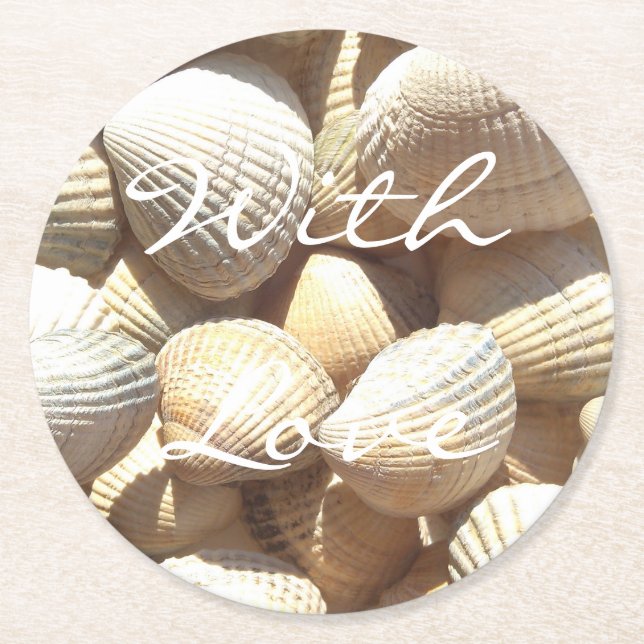 Exotic Tropical Sea Shell Summer Beach Photography Round Paper Coaster (Front)