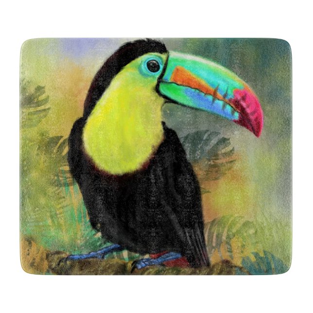 Exotic Tropical Toco Toucan Bird - Painting Migned Cutting Board (Front)