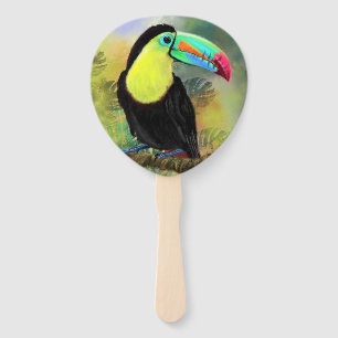 Exotic Tropical Toco Toucan Bird - Painting Migned Hand Fan