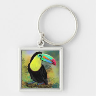 Exotic Tropical Toco Toucan Bird - Painting Migned Key Ring