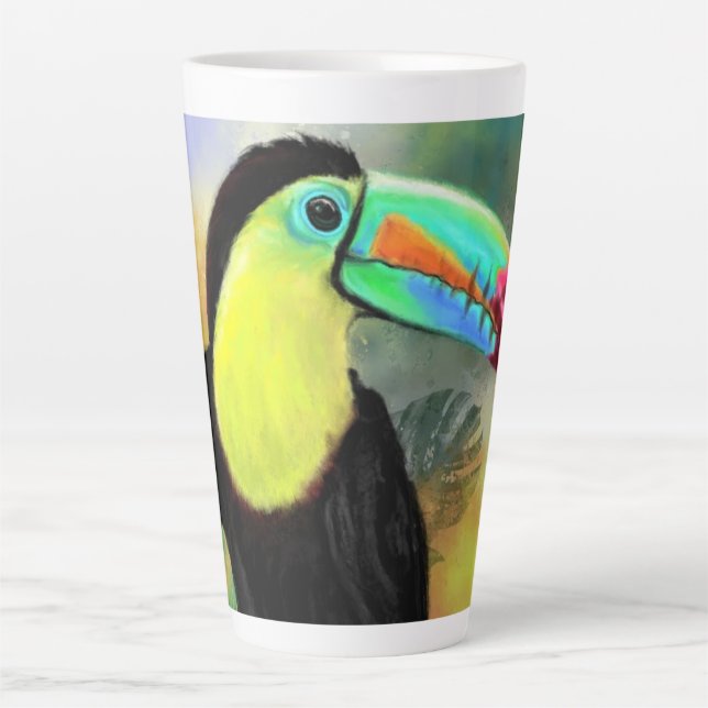 Exotic Tropical Toco Toucan Bird - Painting Migned Latte Mug (Front)