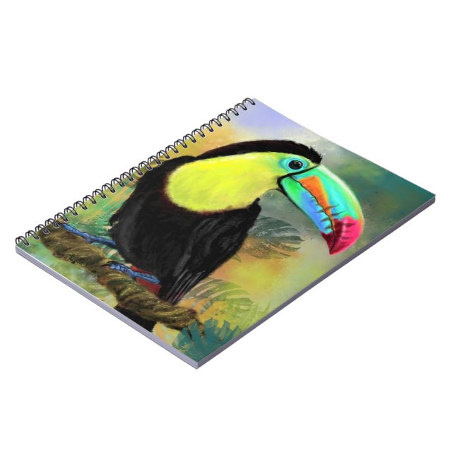 Exotic Tropical Toco Toucan Bird - Painting Migned Notebook (Left Side)