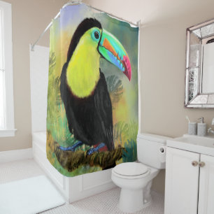Exotic Tropical Toco Toucan Bird - Painting Migned Shower Curtain