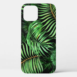 Exotic tropical, watercolor palm pattern. iPhone 12 case