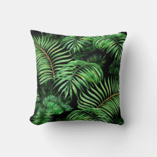 Exotic tropical, watercolor palm pattern. cushion
