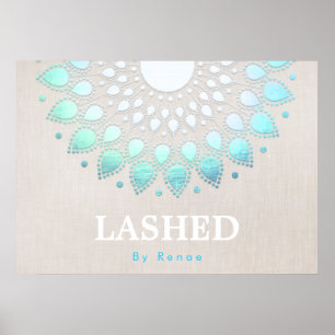 Exotic Turquoise Blue Floral Mandala Poster