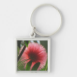 exotic unique red flower, macro photo- key ring
