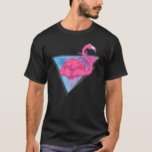 Exotic Vaporwave Palm Trees Tropical Bird Pink Fla T-Shirt