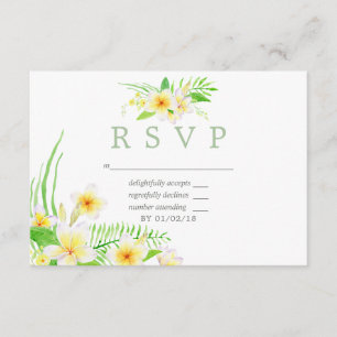 Exotic Watercolor Frangipani Wedding RSVP