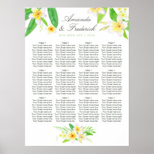 Exotic Watercolor Frangipani Wedding Seating Chart