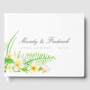 Exotic Watercolor Frangipanis Wedding Guest Book