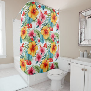 Exotic Watercolor Hawaiian Floral Shower Curtain