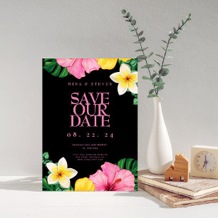 Exotic Watercolor Tropical Flower wedding Save The Date