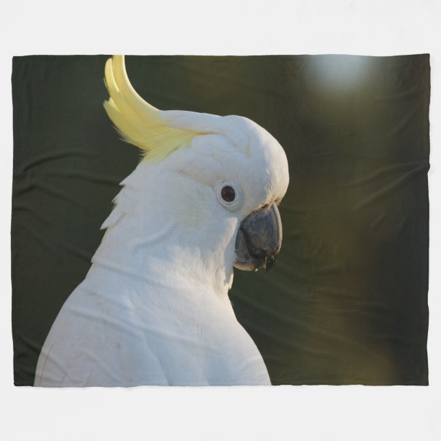Exotic White Cockatoo Fleece Blanket (Front (Horizontal))