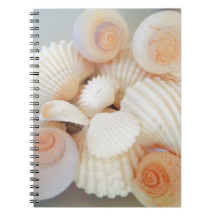 Exotic White Peach Sea Shells, Summer Beach Spiral Notebook