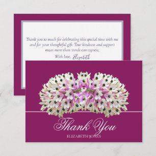 Exotic White Pink Orchid Bouquet Elegant Thank You Card