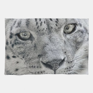 Exotic White Snow Leopard Tea Towel
