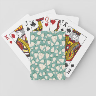 Exotic White Strawberries Cute Minimalist Pattern  Playing Cards