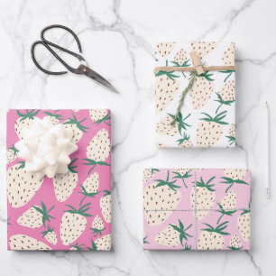 Exotic White Strawberries Sweet Colorful Fruit  Wrapping Paper Sheet