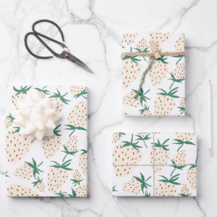 Exotic White Strawberries Sweet Colourful Fruit Wrapping Paper Sheet
