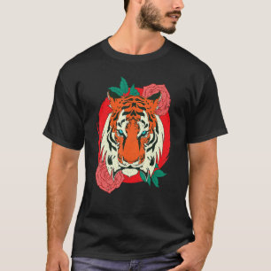 Exotic Wildlife Animal Asian Cat Predator Floral T-Shirt