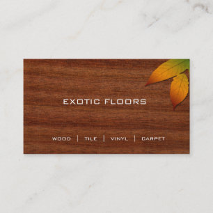 Exotic Wood Business Card with autumn Leaf 2